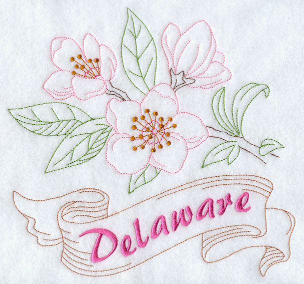 Delaware - Peach Blossom (Redwork)