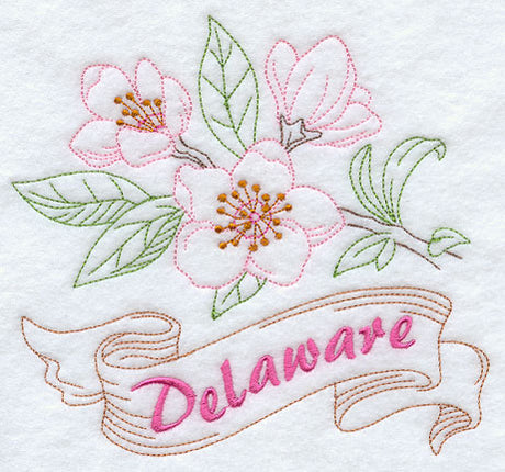 Delaware - Peach Blossom (Redwork)