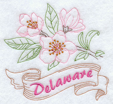 Delaware - Peach Blossom (Redwork)
