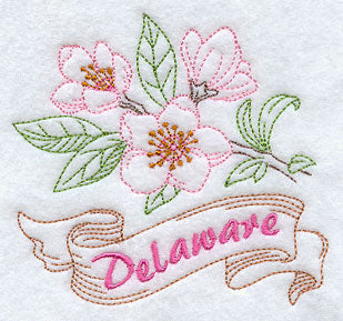 Delaware - Peach Blossom (Redwork)