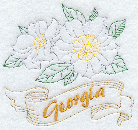 Georgia - Cherokee Rose (Redwork)
