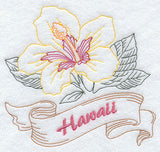 Hawaii - Hibiscus (Redwork)