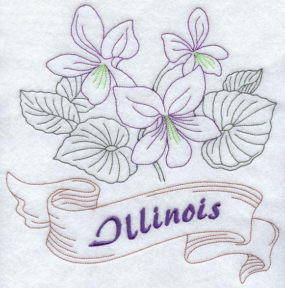 Illinois - Purple Violet (Redwork)