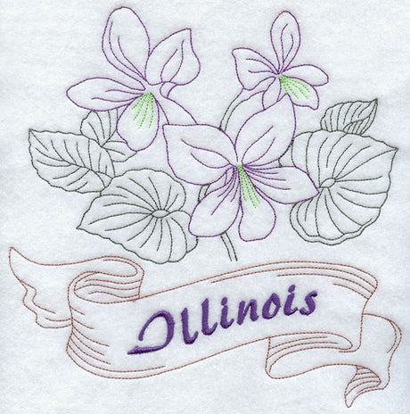 Illinois - Purple Violet (Redwork)