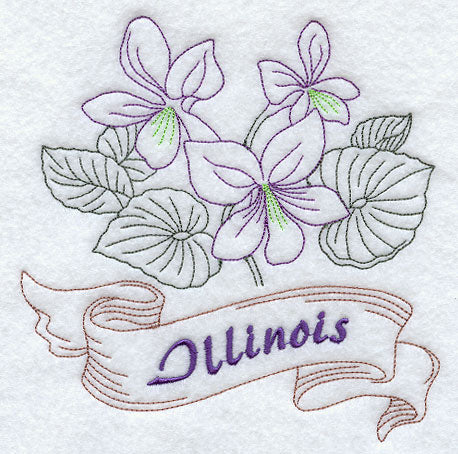 Illinois - Purple Violet (Redwork)