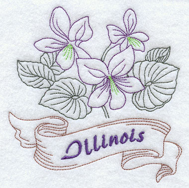 Illinois - Purple Violet (Redwork)