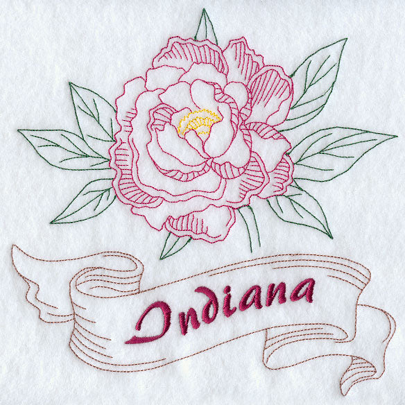 Indiana - Peony (Redwork)
