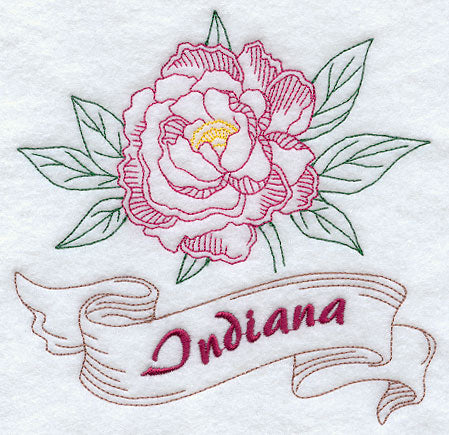 Indiana - Peony (Redwork)