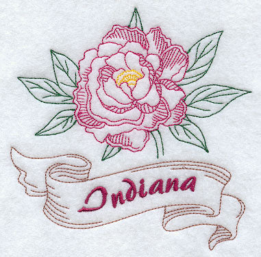 Indiana - Peony (Redwork)