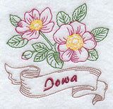 Iowa - Prairie Rose (Redwork)