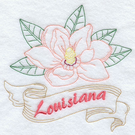 Louisiana - Magnolia (Redwork)