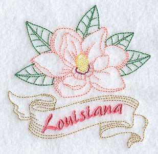 Louisiana - Magnolia (Redwork)