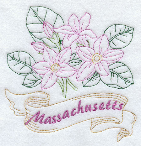 Massachusetts - Mayflower (Redwork)