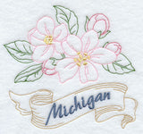Michigan - Apple Blossom (Redwork)