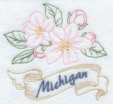 Michigan - Apple Blossom (Redwork)