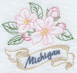 Michigan - Apple Blossom (Redwork)
