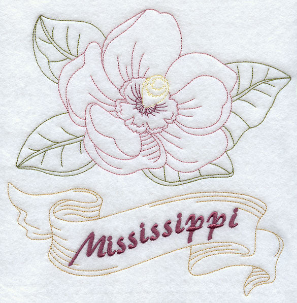 Mississippi - Magnolia (Redwork)