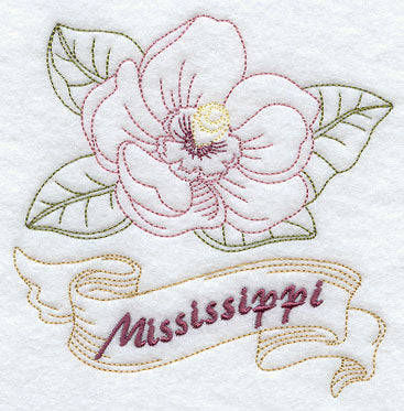 Mississippi - Magnolia (Redwork)