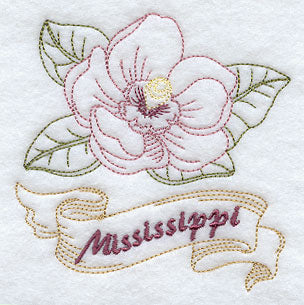 Mississippi - Magnolia (Redwork)