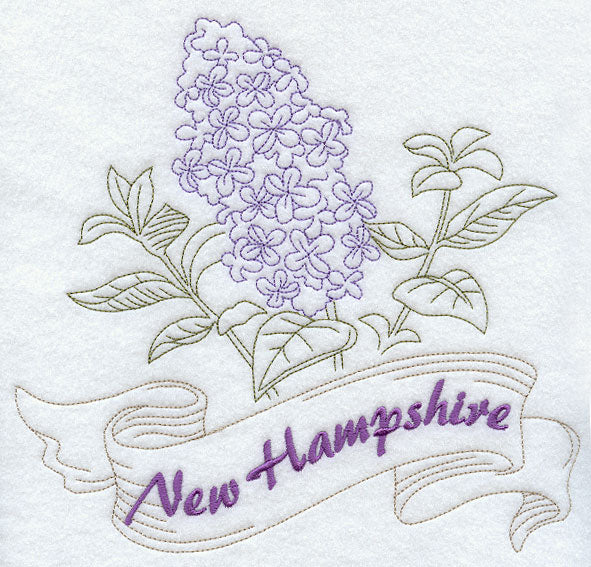 New Hampshire - Purple Lilac (Redwork)