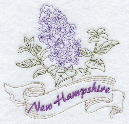 New Hampshire - Purple Lilac (Redwork)