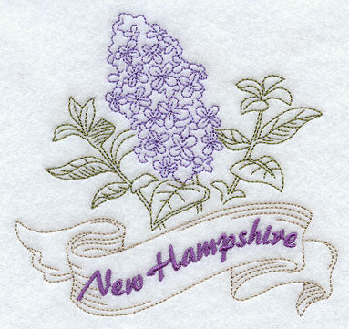 New Hampshire - Purple Lilac (Redwork)