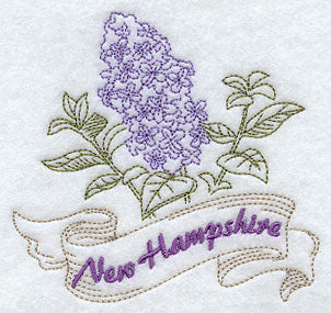 New Hampshire - Purple Lilac (Redwork)