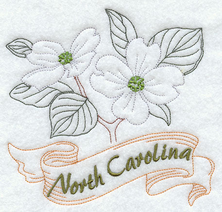 North Carolina - Dogwood (Redwork)
