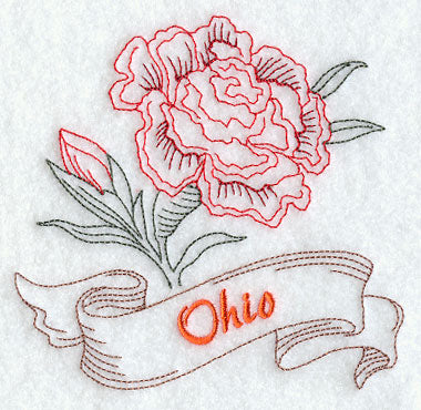 Ohio - Scarlet Carnation (Redwork)