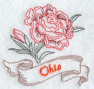 Ohio - Scarlet Carnation (Redwork)