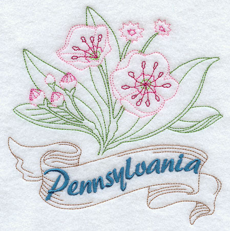 Pennsylvania - Mountain Laurel (Redwork)