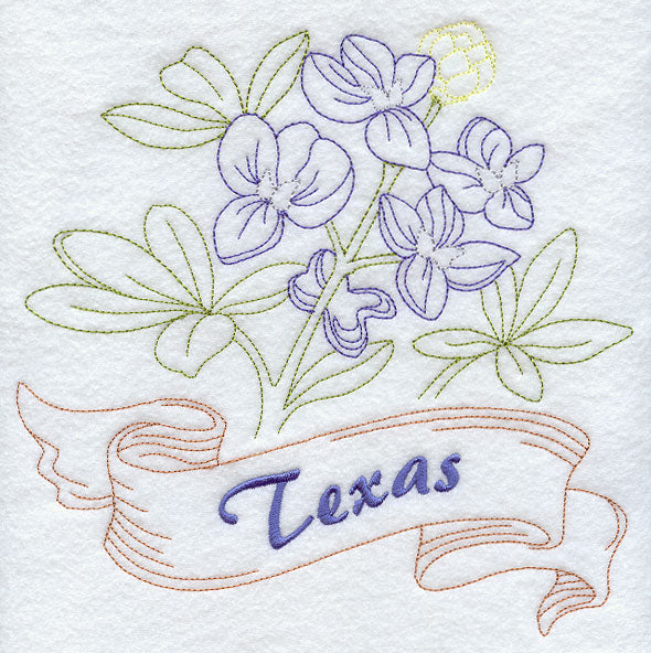 Texas - Bluebonnet (Redwork)