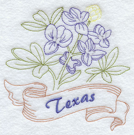Texas - Bluebonnet (Redwork)