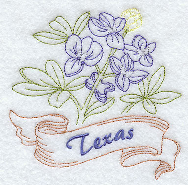 Texas - Bluebonnet (Redwork)