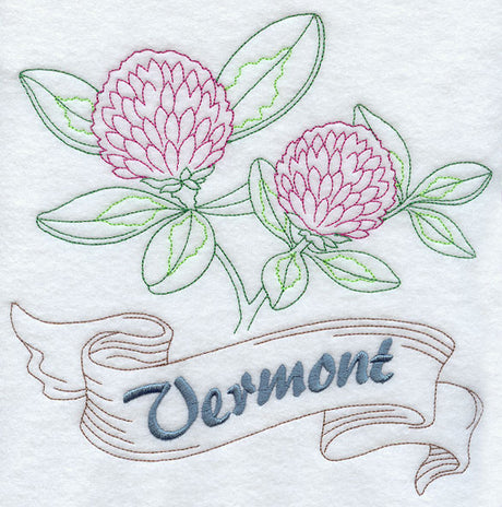 Vermont - Red Clover (Redwork)
