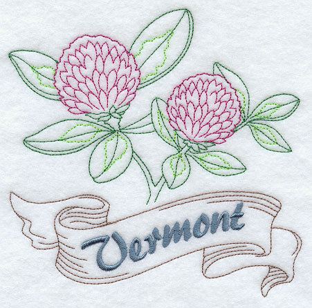 Vermont - Red Clover (Redwork)