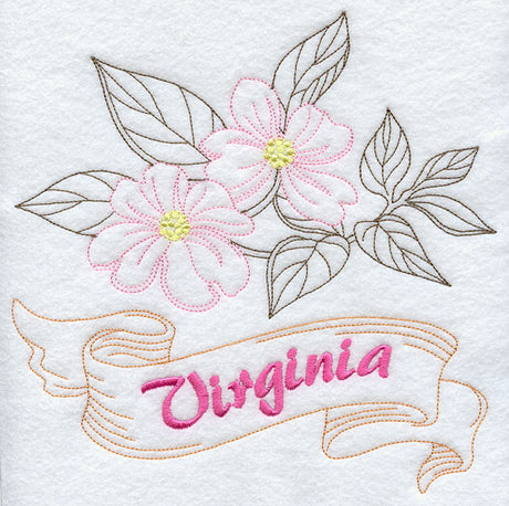 Virginia - Dogwood (Redwork)
