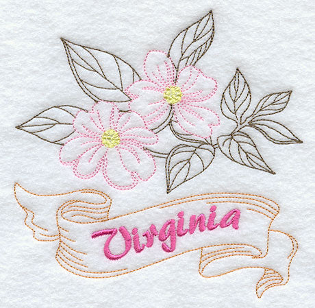 Virginia - Dogwood (Redwork)