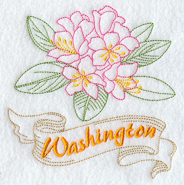 Washington - Rhododendron (Redwork)