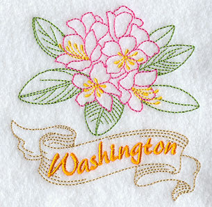 Washington - Rhododendron (Redwork)
