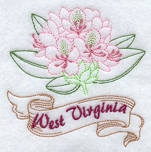 West Virginia - Rhododendron (Redwork)