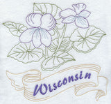 Wisconsin - Wood Violet (Redwork)