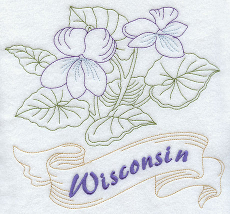 Wisconsin - Wood Violet (Redwork)