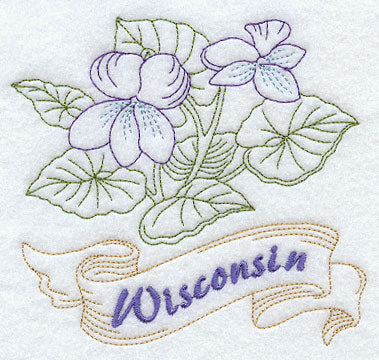 Wisconsin - Wood Violet (Redwork)