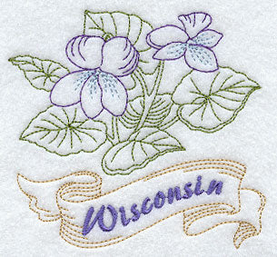 Wisconsin - Wood Violet (Redwork)