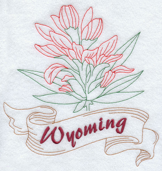 Wyoming - Indian Paintbrush (Redwork)