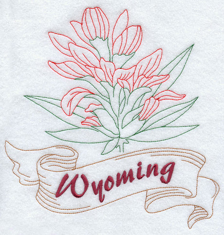Wyoming - Indian Paintbrush (Redwork)