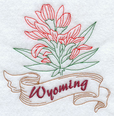 Wyoming - Indian Paintbrush (Redwork)