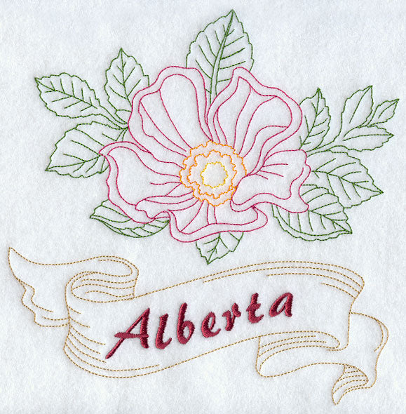 Alberta - Wild Rose (Redwork)