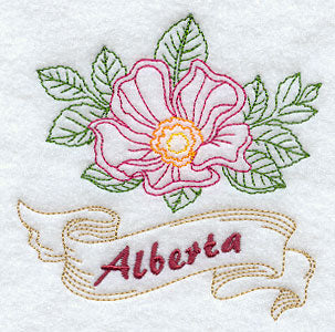 Alberta - Wild Rose (Redwork)